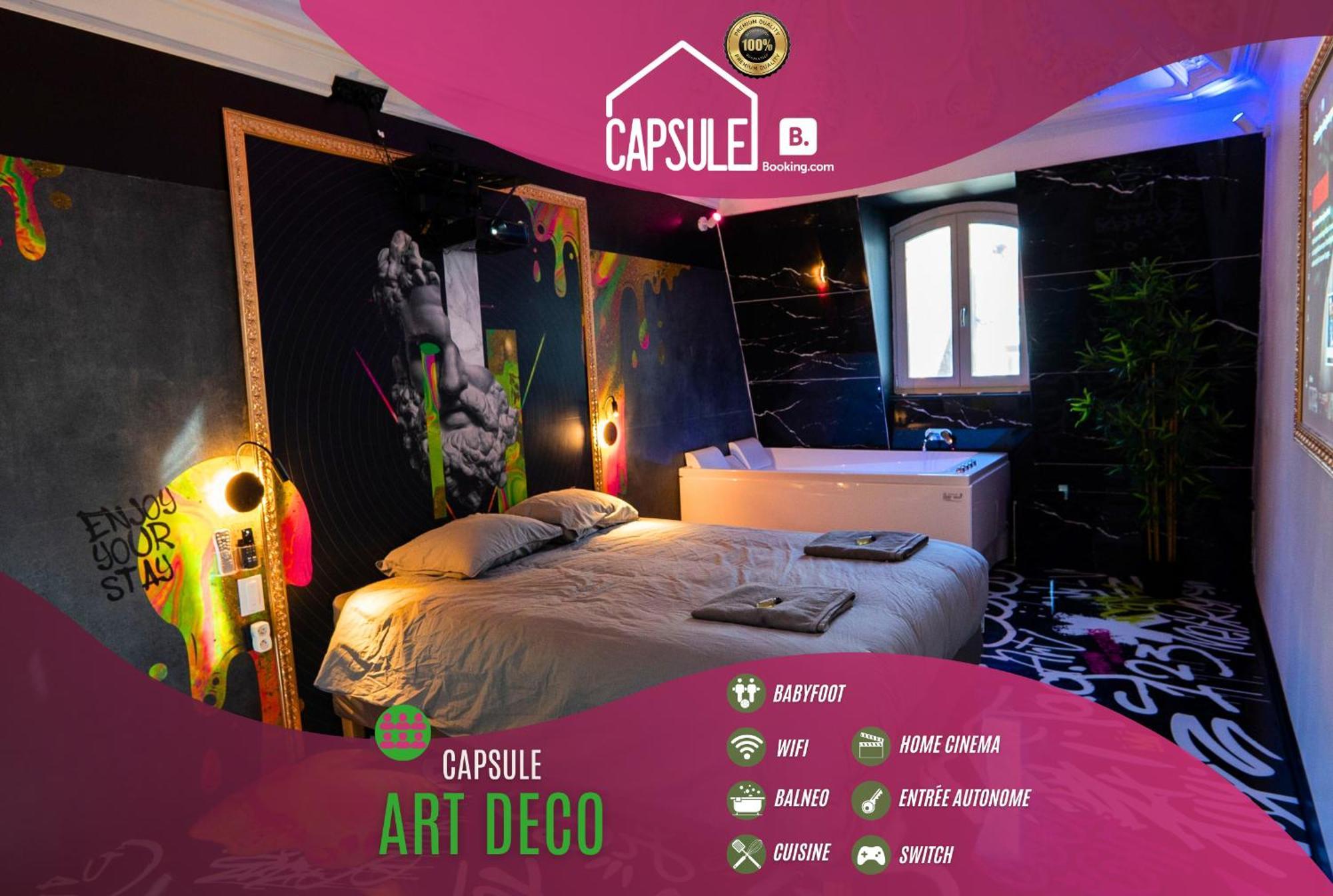 Capsule Art Deco - Jacuzzi - Netflix - Home Cinema - Arcade De Jeux & Nintendo Switch - 2 Chambres - Filet Suspendu Valenciennes Zewnętrze zdjęcie